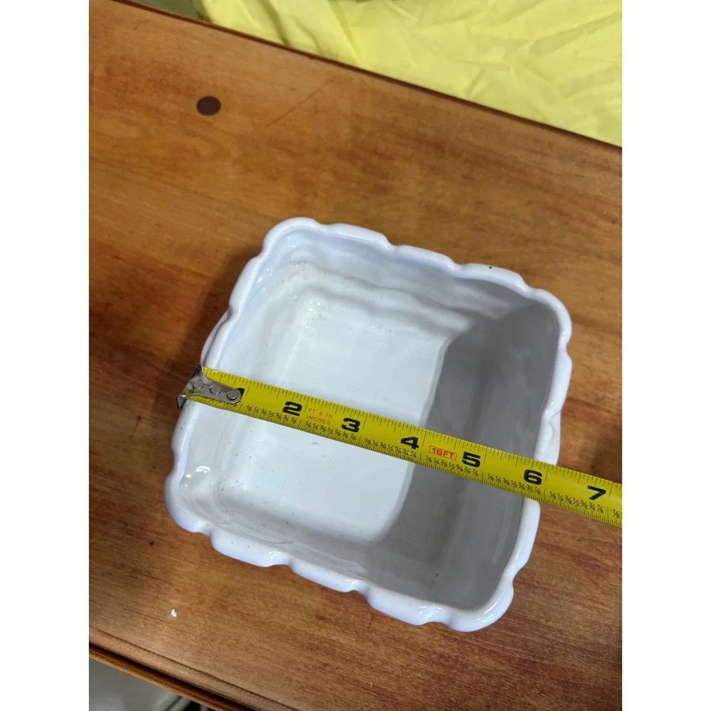 Teleflora Gift Ceramic Basketweave Planter White Floral Square Vase Cottagecore